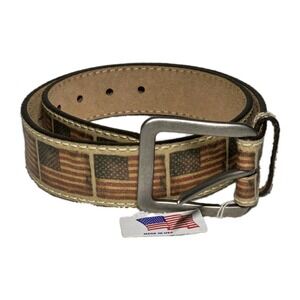 NWT Justin Size 30 Top Grain Leather‎ Belt American Flag Made In USA